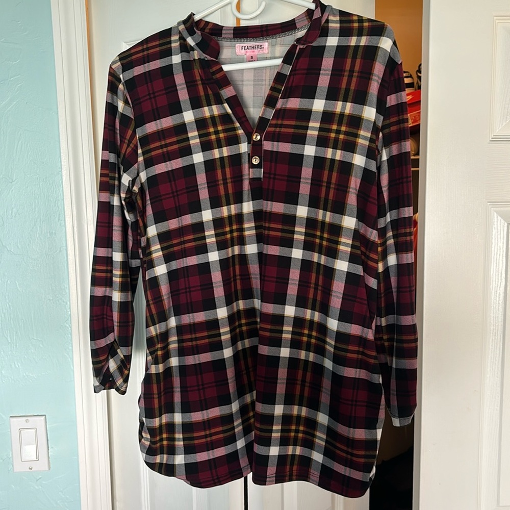 Maternity plaid button up